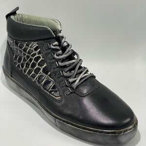 Belvedere Lucio Y12 Black Rust Alligator Leather High Top Sneakers Men 12 NIB